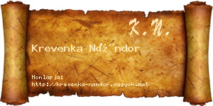 Krevenka Nándor névjegykártya